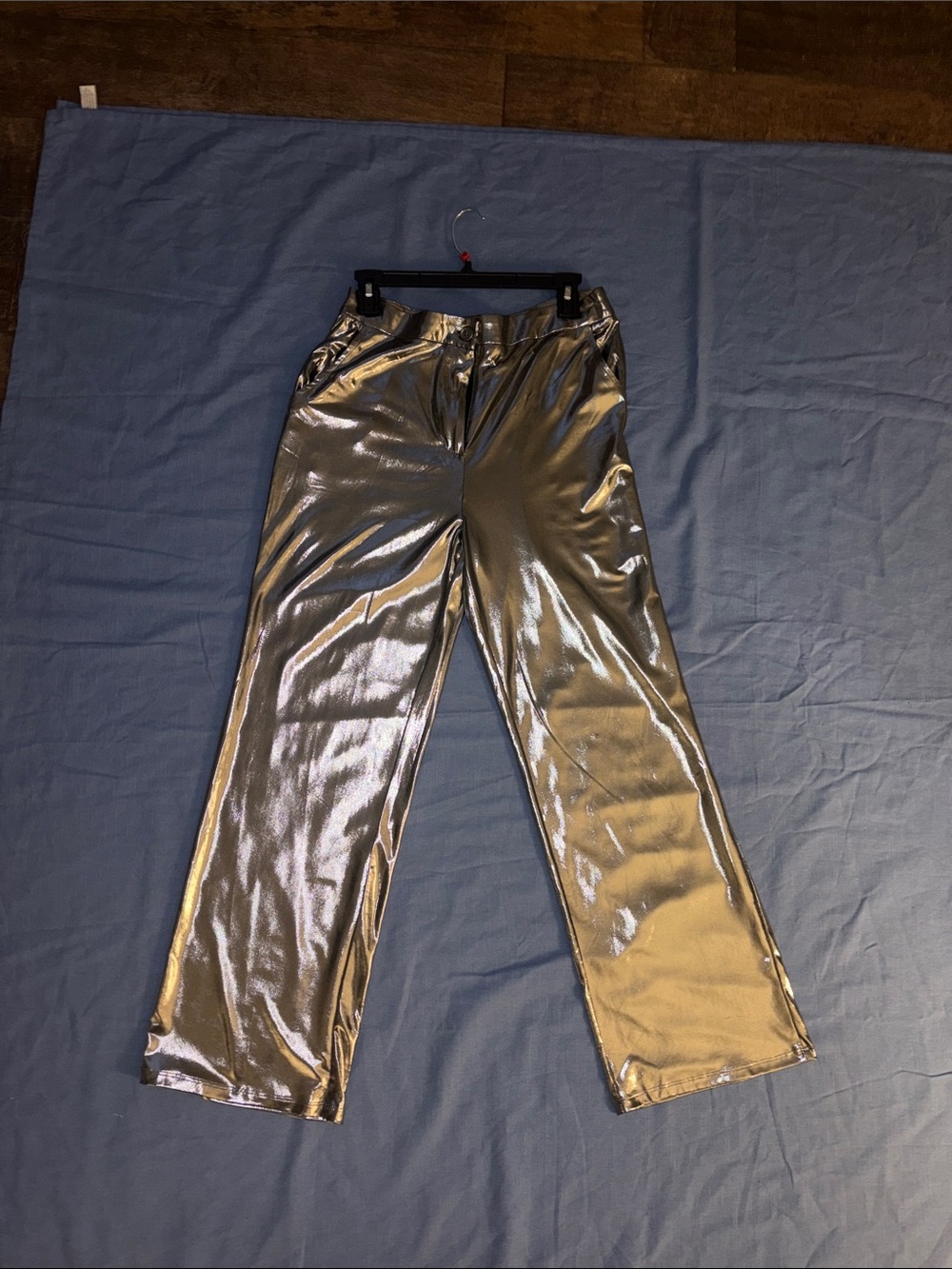 Sincerly Jules Metallic Silver Wide Leg Pants Large